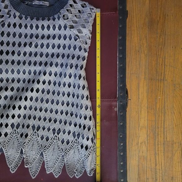 Special Edition Zara Diamond Pattern Overlay Long Sleeve Top W/B Collection - Picture 13 of 16